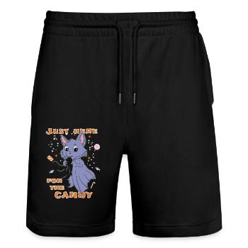 Fledermaus Halloween Lustig - Stanley/Stella Unisex Bio Joggingshorts Trainer  - Schwarz - Vorne - Nik (191cm) & Marisol (170cm)