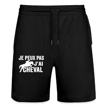 Je Peux Pas J'ai Cheval Équitation Poney Jument - Short de jogging bio TRAINER Stanley/Stella unisexe - noir - Devant - Nik (191cm) & Marisol (170cm)