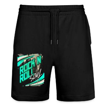 RockNRoll Typographie, Affiche Grunge Design - Short de jogging bio TRAINER Stanley/Stella unisexe - noir - Devant - Nik (191cm) & Marisol (170cm)