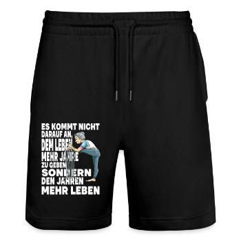 Rüstige Oma Fite Großmutter Sportliche Senorin - Stanley/Stella Unisex Bio Joggingshorts Trainer  - Schwarz - Vorne - Nik (191cm) & Marisol (170cm)