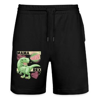 Maman dinosaure, maman dinosaure, dicton drôle - Short de jogging bio TRAINER Stanley/Stella unisexe - noir - Devant - Nik (191cm) & Marisol (170cm)