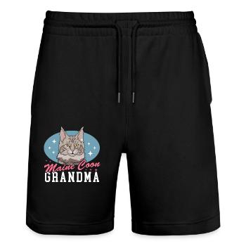 Maine Coon Grandma Katzen Katzenbesitzer Geschenk - Stanley/Stella Unisex Bio Joggingshorts Trainer  - Schwarz - Vorne - Nik (191cm) & Marisol (170cm)