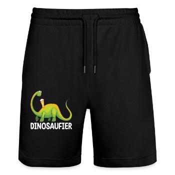 DINOSAUFIER Bierliebhaber Biertrinker Craft Beer - Stanley/Stella Unisex Bio Joggingshorts Trainer  - Schwarz - Vorne - Nik (191cm) & Marisol (170cm)