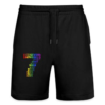 Seven 7th Birthday | Coldorful Words Themed - Stanley/Stella Unisex Bio Joggingshorts Trainer  - Schwarz - Vorne - Nik (191cm) & Marisol (170cm)