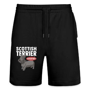 Scottish Terrier | Dog Dog Owner Gift - Stanley/Stella Trainer Unisex Organic Jogging Shorts - black - Front - Nik (191cm) & Marisol (170cm)