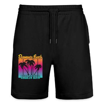 Flamenco Beach Porto Rico - Short de jogging bio TRAINER Stanley/Stella unisexe - noir - Devant - Nik (191cm) & Marisol (170cm)
