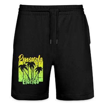 Pensacola Florida - Stanley/Stella Trainer Unisex Organic Jogging Shorts - black - Front - Nik (191cm) & Marisol (170cm)