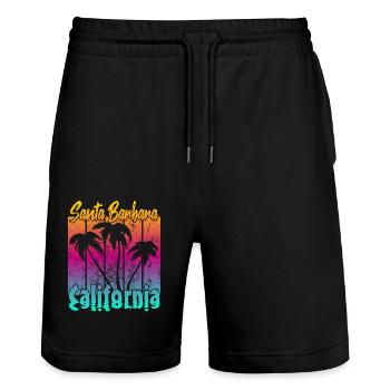 Vintage Santa Barbara Sonnenuntergang - Stanley/Stella Unisex Bio Joggingshorts Trainer  - Schwarz - Vorne - Nik (191cm) & Marisol (170cm)