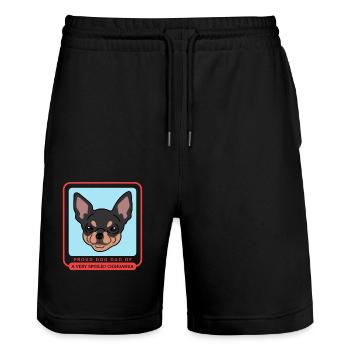 Chihuahua Dad Hunde Hundebesitzer Geschenk - Stanley/Stella Unisex Bio Joggingshorts Trainer  - Schwarz - Vorne - Nik (191cm) & Marisol (170cm)