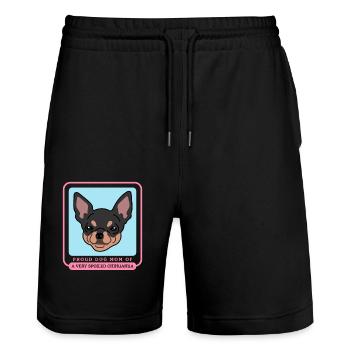 Chihuahua Mom Hunde Hundebesitzer Geschenk - Stanley/Stella Unisex Bio Joggingshorts Trainer  - Schwarz - Vorne - Nik (191cm) & Marisol (170cm)
