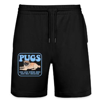 Pug Dog Dog Owner Dog Owner Gift - Stanley/Stella Trainer Unisex Organic Jogging Shorts - black - Front - Nik (191cm) & Marisol (170cm)