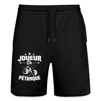 Joueur De Pétanque, Humour Cadeau Pétanque - Short de jogging bio TRAINER Stanley/Stella unisexe - noir - Devant - Nik (191cm) & Marisol (170cm)