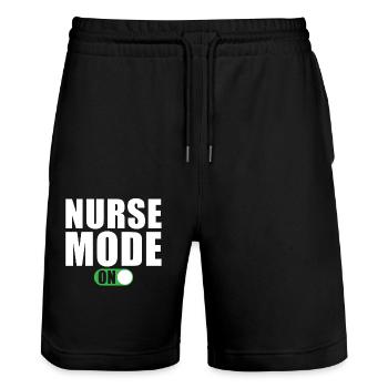 Nurse Mode An Funny - Stanley/Stella Trainer Unisex Organic Jogging Shorts - black - Front - Nik (191cm) & Marisol (170cm)