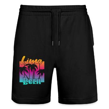 Lima Peru - Stanley/Stella Unisex Bio Joggingshorts Trainer  - Schwarz - Vorne - Nik (191cm) & Marisol (170cm)
