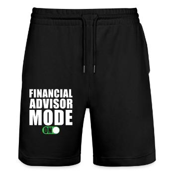 Finanzberater Modus an - Stanley/Stella Unisex Bio Joggingshorts Trainer  - Schwarz - Vorne - Nik (191cm) & Marisol (170cm)