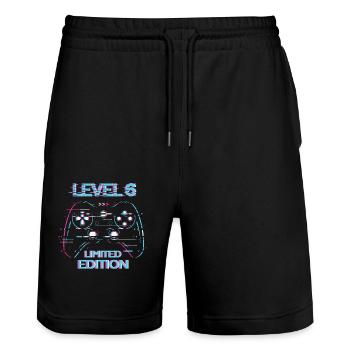 Cadeau d’anniversaire de niveau 6 Gaming en édition limitée - Short de jogging bio TRAINER Stanley/Stella unisexe - noir - Devant - Nik (191cm) & Marisol (170cm)