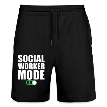 Sozialarbeiter Modus an - Stanley/Stella Unisex Bio Joggingshorts Trainer  - Schwarz - Vorne - Nik (191cm) & Marisol (170cm)
