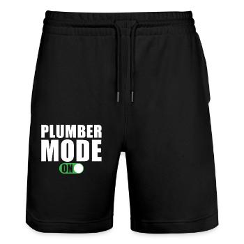 Klempner Modus Ein - Stanley/Stella Unisex Bio Joggingshorts Trainer  - Schwarz - Vorne - Nik (191cm) & Marisol (170cm)