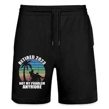 Ruhestand 2023 Ruhestand Geschenk für Männer & Frauen Lustig - Stanley/Stella Unisex Bio Joggingshorts Trainer  - Schwarz - Vorne - Nik (191cm) & Marisol (170cm)