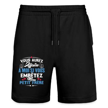 Si vous embêtez mon petit frère - Short de jogging bio TRAINER Stanley/Stella unisexe - noir - Devant - Nik (191cm) & Marisol (170cm)