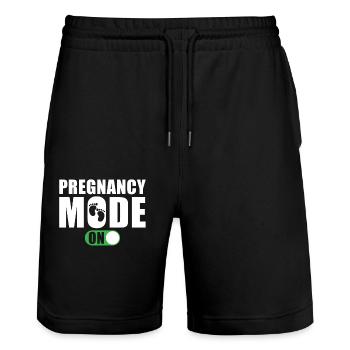Schwangerschaft Modus Ein - Stanley/Stella Unisex Bio Joggingshorts Trainer  - Schwarz - Vorne - Nik (191cm) & Marisol (170cm)