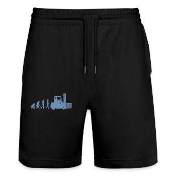 Evolution eines Staplerfahrer - Stanley/Stella Unisex Bio Joggingshorts Trainer  - Schwarz - Vorne - Nik (191cm) & Marisol (170cm)