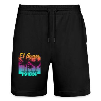 Vintage El Gouna Egypt Sonnenuntergang - Stanley/Stella Unisex Bio Joggingshorts Trainer  - Schwarz - Vorne - Nik (191cm) & Marisol (170cm)