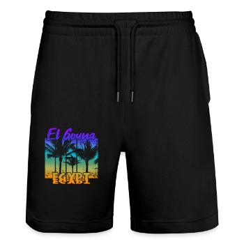 Vintage El Gouna Egypt Sonnenuntergang - Stanley/Stella Unisex Bio Joggingshorts Trainer  - Schwarz - Vorne - Nik (191cm) & Marisol (170cm)