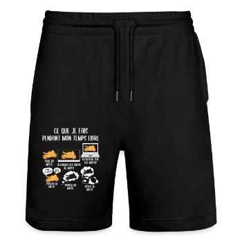 Ce que je fais pendant mon temps libre moto - Short de jogging bio TRAINER Stanley/Stella unisexe - noir - Devant - Nik (191cm) & Marisol (170cm)