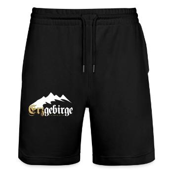 Erzgebirge Berg Wandern Walder Rauschen - Stanley/Stella Unisex Bio Joggingshorts Trainer  - Schwarz - Vorne - Nik (191cm) & Marisol (170cm)