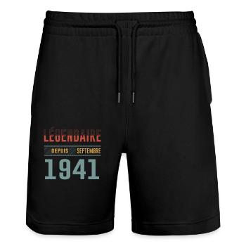 Légendaire Depuis Septembre 1941 Anniversaire - Short de jogging bio TRAINER Stanley/Stella unisexe - noir - Devant - Nik (191cm) & Marisol (170cm)