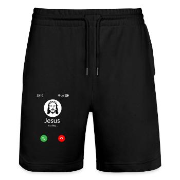 Jesus is calling - Stanley/Stella Trainer Unisex Organic Jogging Shorts - black - Front - Nik (191cm) & Marisol (170cm)