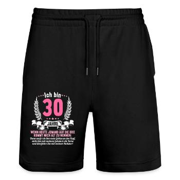 30 Jahre idee mich alt zu nennen 30 Geburtstag - Stanley/Stella Unisex Bio Joggingshorts Trainer  - Schwarz - Vorne - Nik (191cm) & Marisol (170cm)