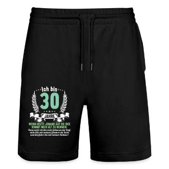 30 Jahre idee mich alt zu nennen 30 Geburtstag - Stanley/Stella Unisex Bio Joggingshorts Trainer  - Schwarz - Vorne - Nik (191cm) & Marisol (170cm)