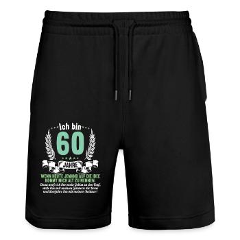 60 Jahre idee mich alt zu nennen 60 Geburtstag - Stanley/Stella Unisex Bio Joggingshorts Trainer  - Schwarz - Vorne - Nik (191cm) & Marisol (170cm)