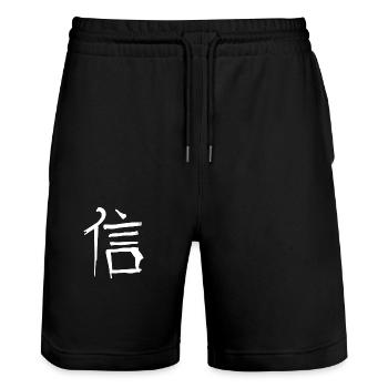 Symbole de caractère de l’écriture chinoise de foi - Short de jogging bio TRAINER Stanley/Stella unisexe - noir - Devant - Nik (191cm) & Marisol (170cm)
