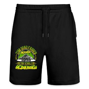 Quad ATV Offroad Quadfahrer - Stanley/Stella Unisex Bio Joggingshorts Trainer  - Schwarz - Vorne - Nik (191cm) & Marisol (170cm)