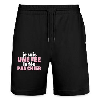 Je Suis Une Fée La Fée Pas Chier - Short de jogging bio TRAINER Stanley/Stella unisexe - noir - Devant - Nik (191cm) & Marisol (170cm)