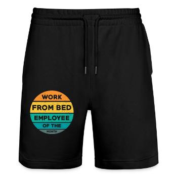 Home Office Saying - Stanley/Stella Trainer Unisex Organic Jogging Shorts - black - Front - Nik (191cm) & Marisol (170cm)