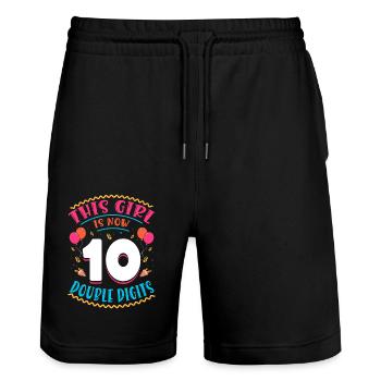 This Girl Is Now 10 | Cupcake Themed - Stanley/Stella Trainer Unisex Organic Jogging Shorts - black - Front - Nik (191cm) & Marisol (170cm)