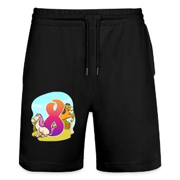 8. Geburtstag Reiten Reiten-thema Acht Party - Stanley/Stella Unisex Bio Joggingshorts Trainer  - Schwarz - Vorne - Nik (191cm) & Marisol (170cm)