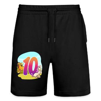 10ème anniversaire Équitation à cheval Thème Dix Fête - Short de jogging bio TRAINER Stanley/Stella unisexe - noir - Devant - Nik (191cm) & Marisol (170cm)