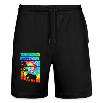 Afrique Safari Éléphant - Short de jogging bio TRAINER Stanley/Stella unisexe - noir - Devant - Nik (191cm) & Marisol (170cm)