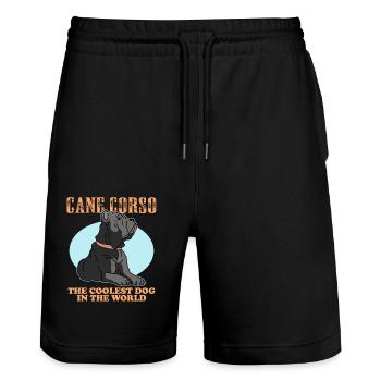Cane Corso Italiano Dog Dog Owner Gift - Stanley/Stella Trainer Unisex Organic Jogging Shorts - black - Front - Nik (191cm) & Marisol (170cm)
