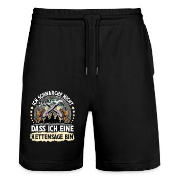 Holzfäller Ich Schnarche Nicht Ich Träume Dass Ich - Stanley/Stella Unisex Bio Joggingshorts Trainer  - Schwarz - Vorne - Nik (191cm) & Marisol (170cm)