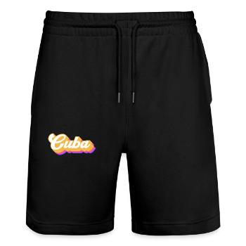 Vintage Urlaub Reise Karibik Kuba - Stanley/Stella Unisex Bio Joggingshorts Trainer  - Schwarz - Vorne - Nik (191cm) & Marisol (170cm)