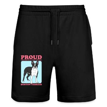 Boston Terrier Mom Dogs Dog Owner Gift - Stanley/Stella Trainer Unisex Organic Jogging Shorts - black - Front - Nik (191cm) & Marisol (170cm)