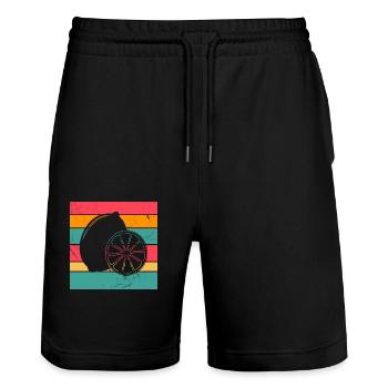 Lemon Fruit Lover Retro Lemonade Gift idea - Stanley/Stella Unisex Bio Joggingshorts Trainer  - Schwarz - Vorne - Nik (191cm) & Marisol (170cm)