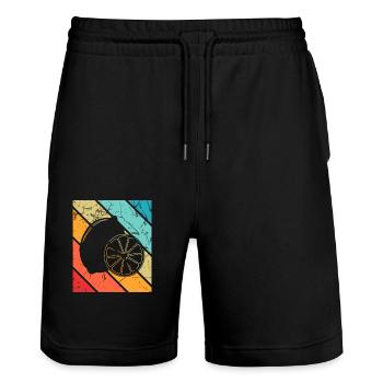 Lemon Fruit Lover Retro Lemonade Gift idea - Stanley/Stella Unisex Bio Joggingshorts Trainer  - Schwarz - Vorne - Nik (191cm) & Marisol (170cm)