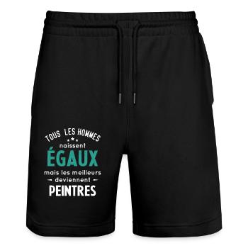 Les meilleurs hommes deviennent peintres - Short de jogging bio TRAINER Stanley/Stella unisexe - noir - Devant - Nik (191cm) & Marisol (170cm)